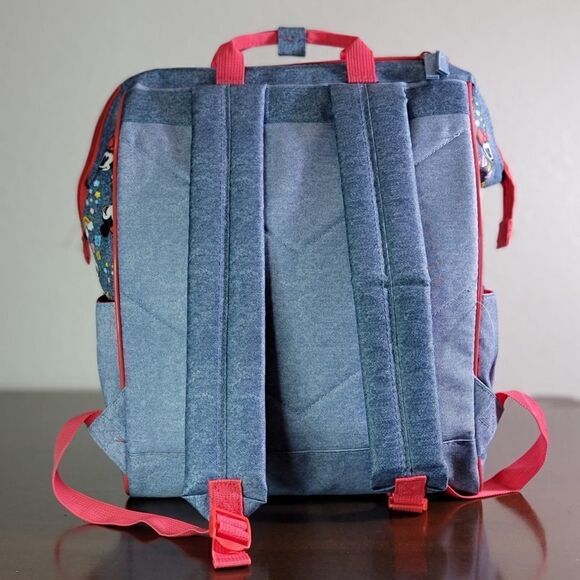 Disney Minnie Mouse Cambray Denim Girls School Backpack Brand New Zipper Closure - Picture 6 of 10